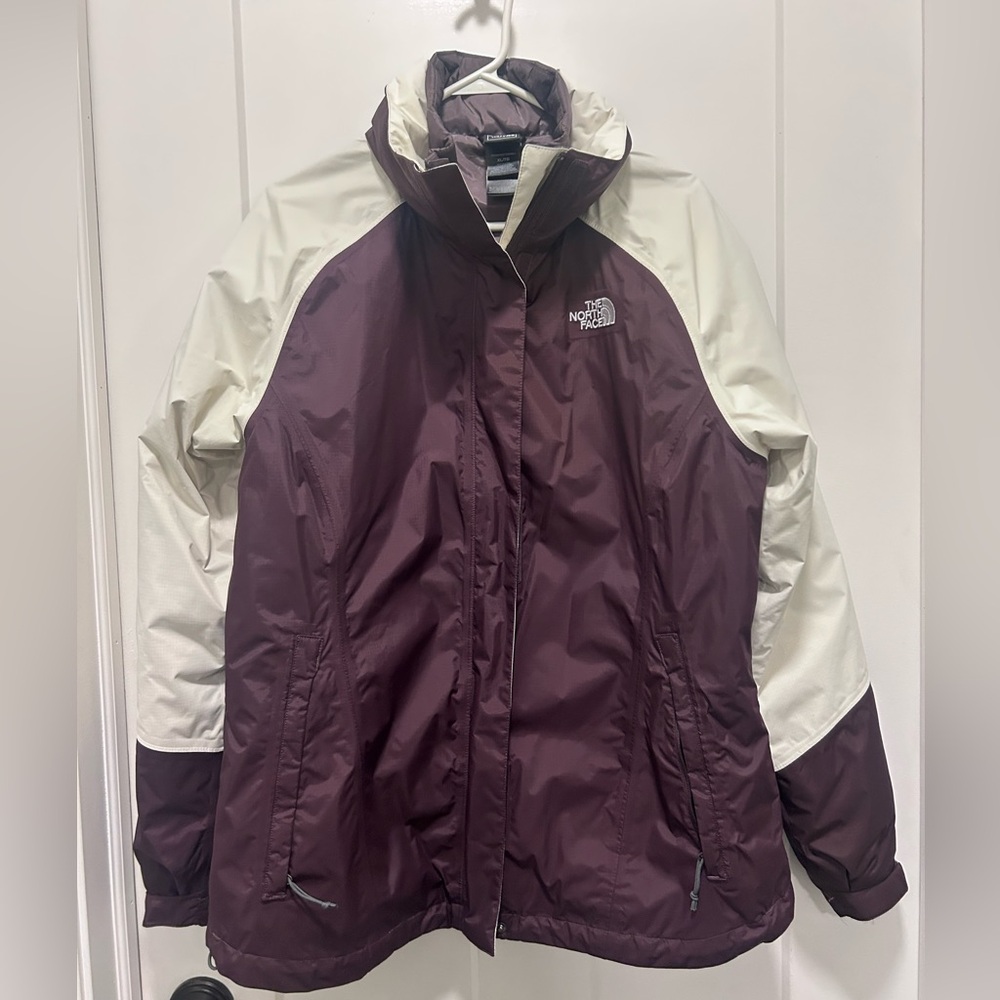 The North Face Women's Burgundy and Cream Ski Jacket